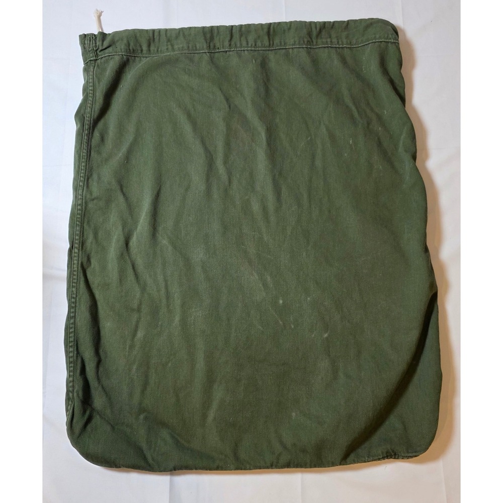 Vintage Military Style Olive Green Cotton Twill Drawstring Laundry Bag 30x23